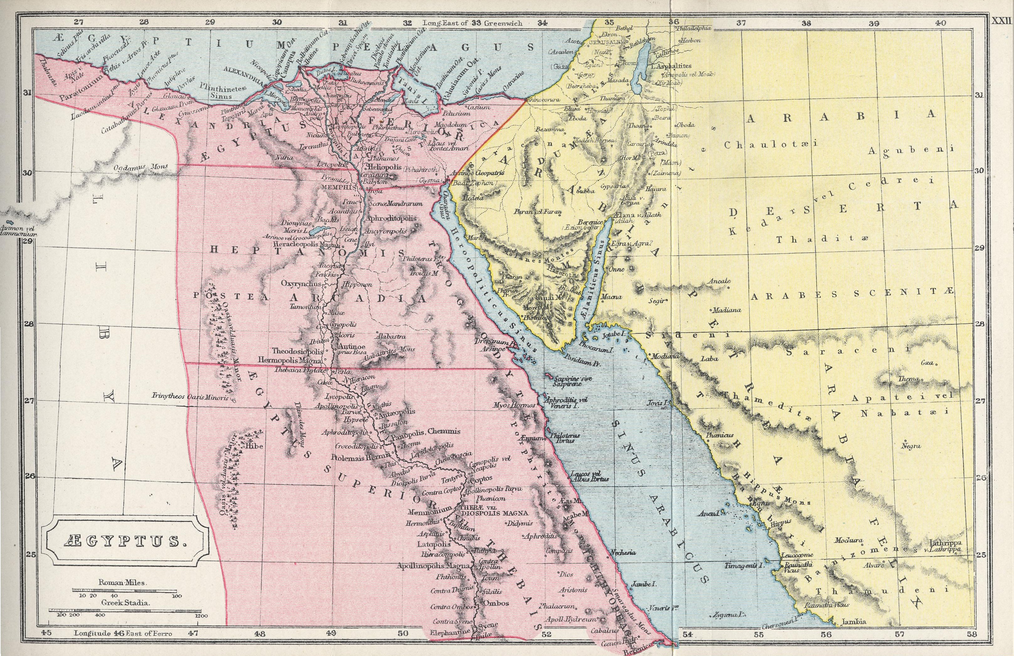 Map of Egypt70 BC - AD 180
