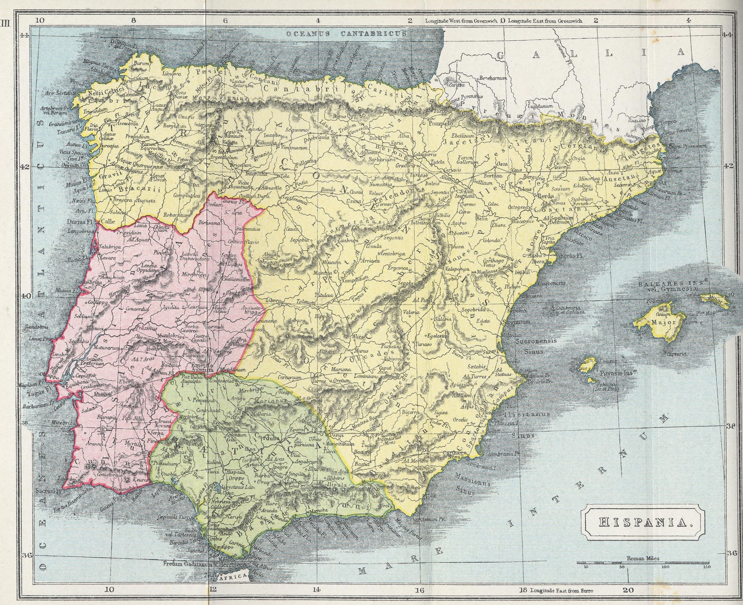 Map of Iberia 70 BC - AD 180