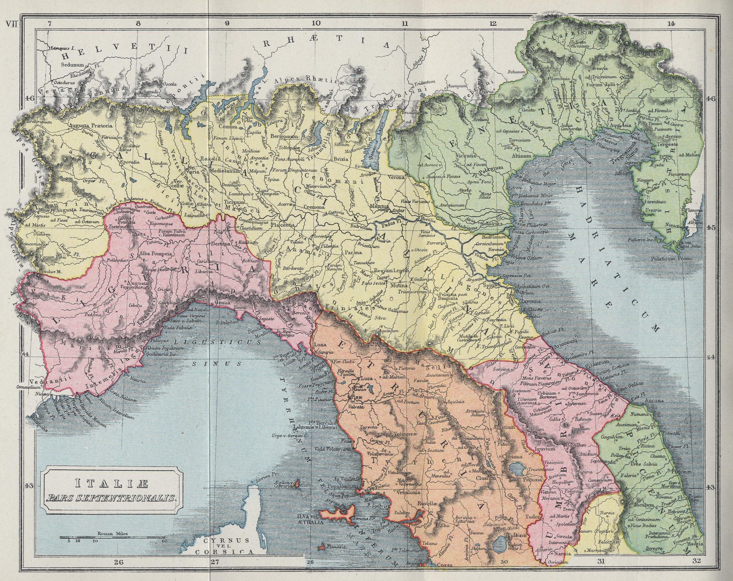 Map of Northern Italy70 BC - AD 180