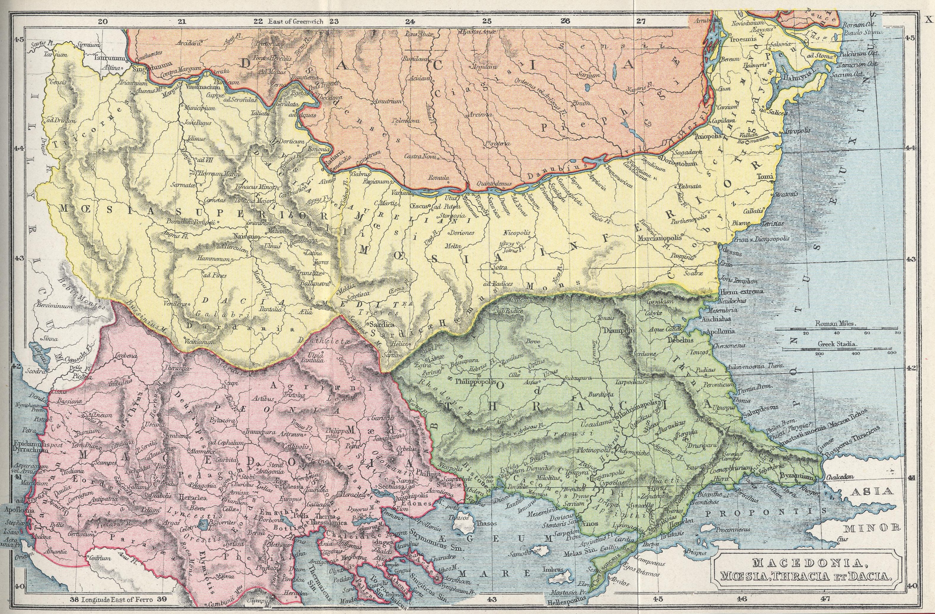 Map of Eastern Balkans 70 BC - AD 180