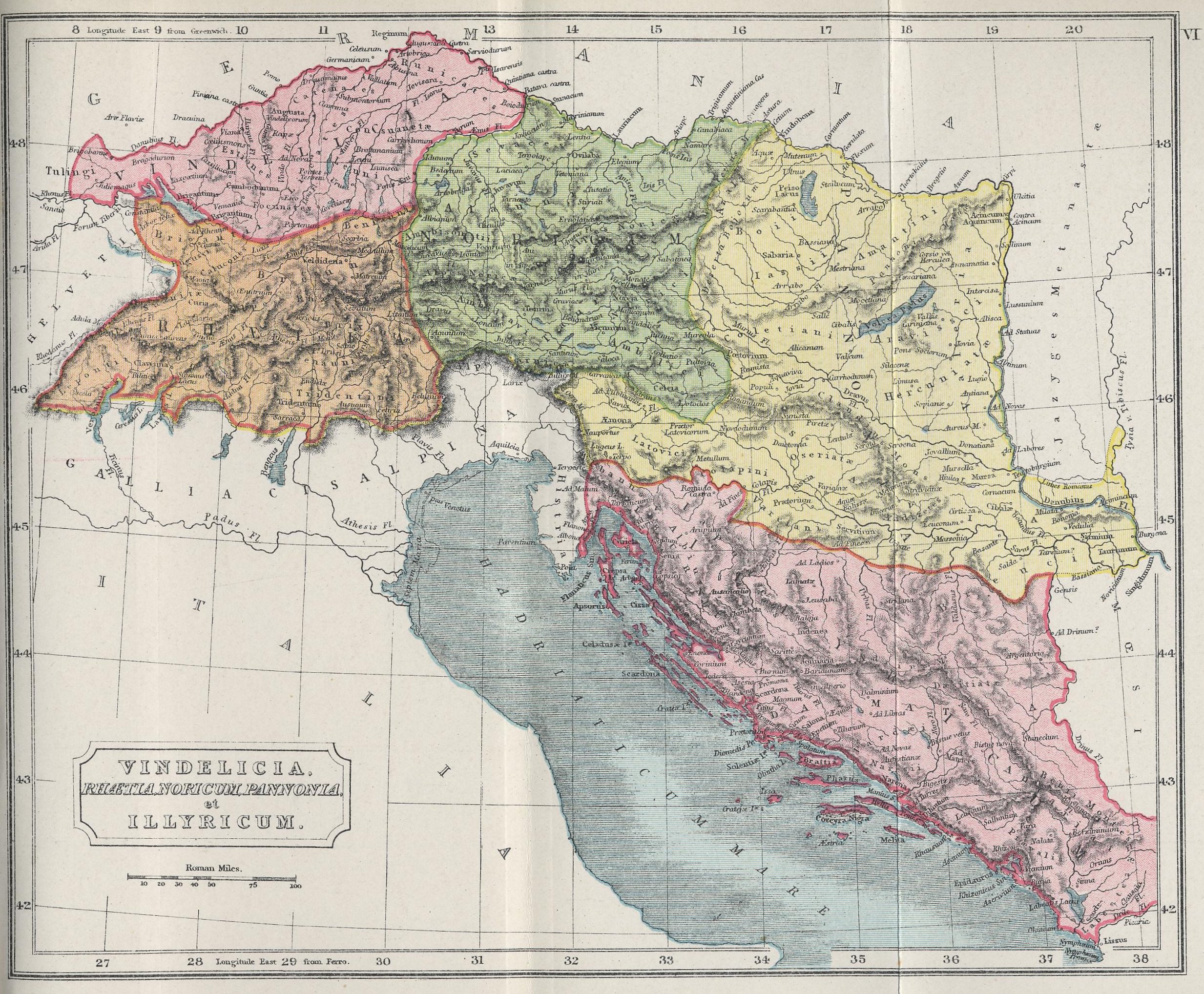 Map of Alpine Region and Western Balkans70 BC - AD 180