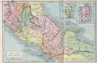 Map of Central Italy 70 BC - AD 180 with insets of Corsica and Sardinia