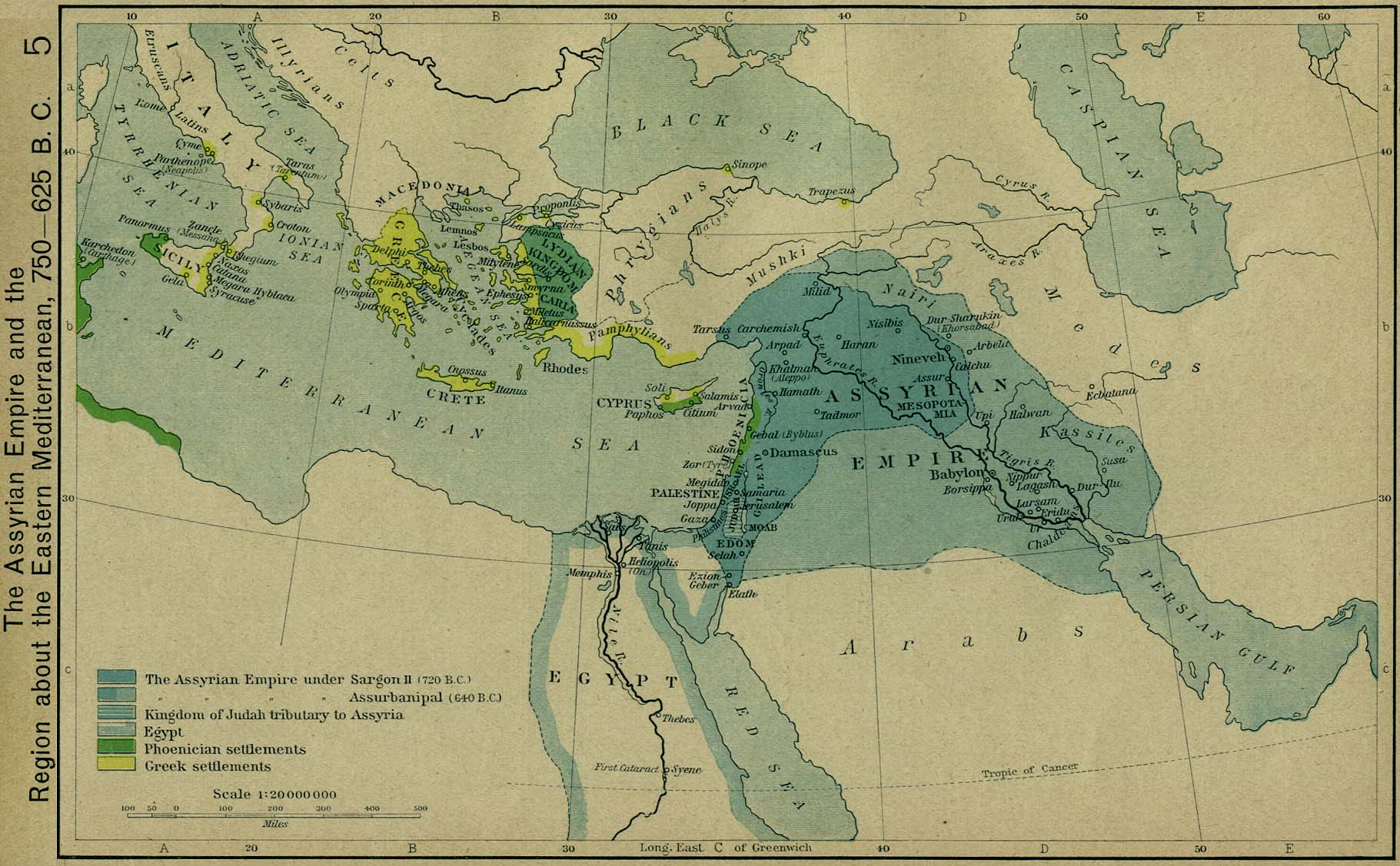 Map of Assyrian Empire750-625 BC