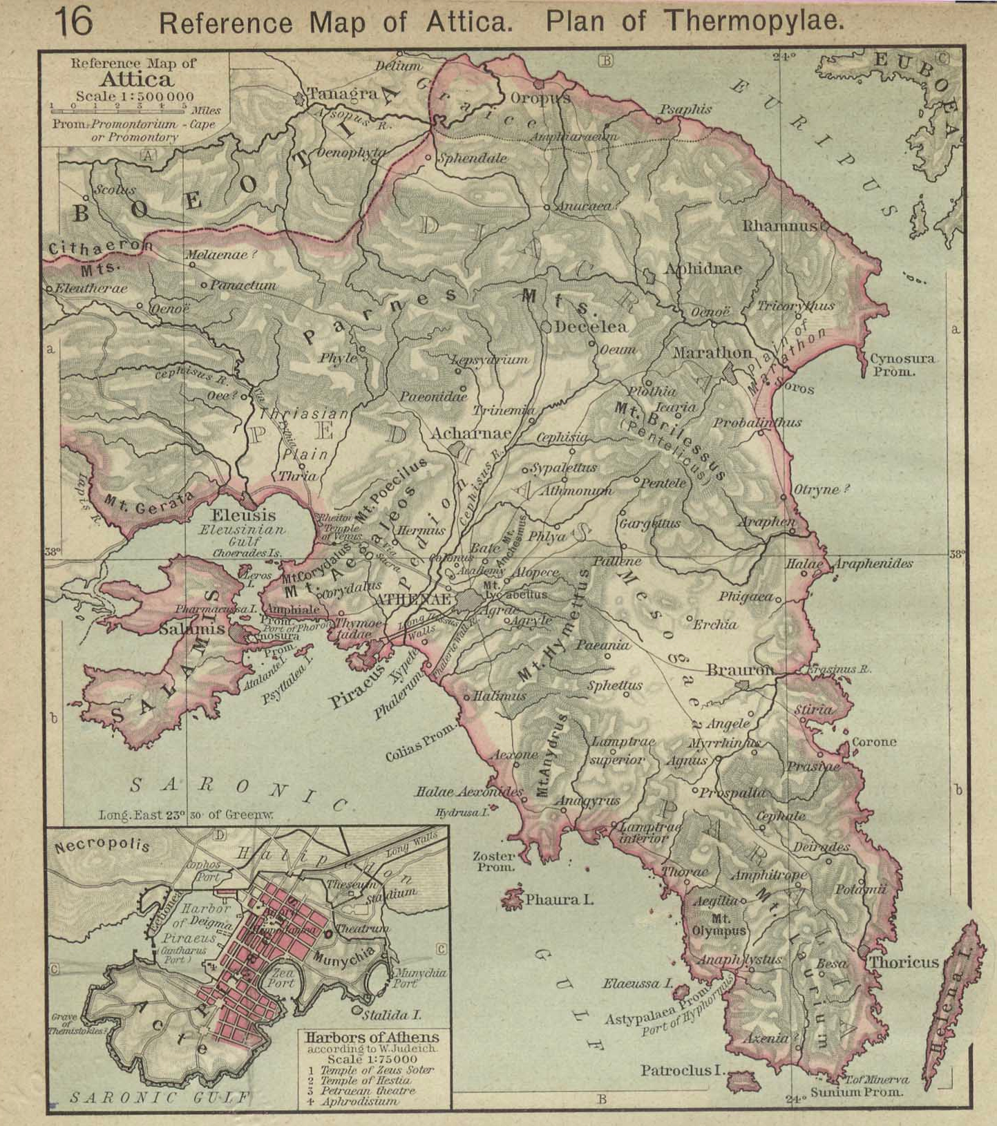 Map of Atticac. 480 BCwith inset of Piraeus