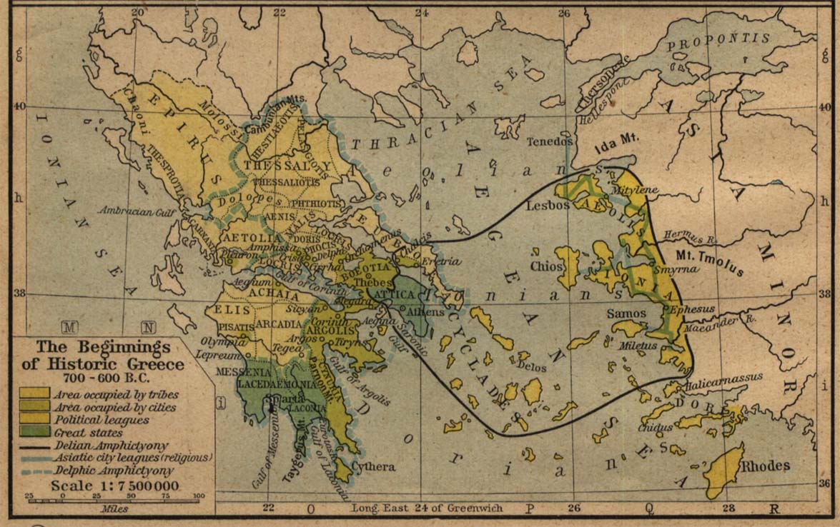 Map of Early Historical Greece700-600 BC