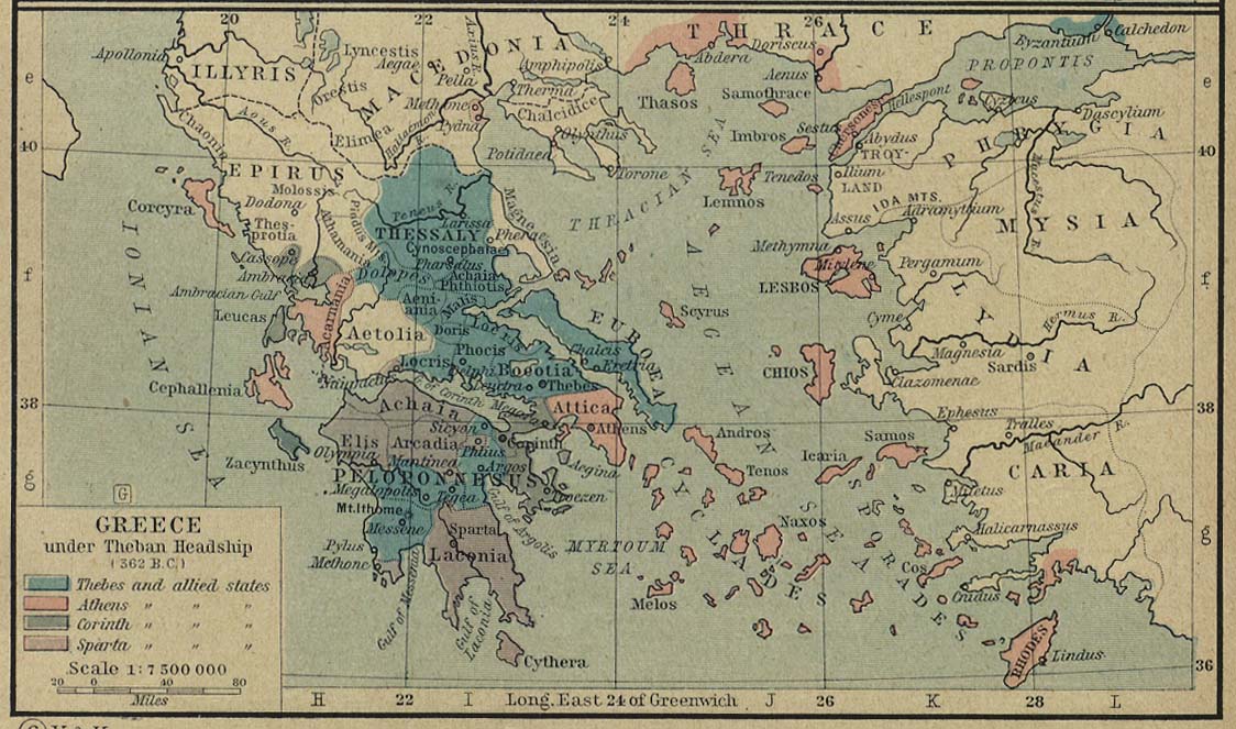 Map of Theban Hegemonyc. 362 BC