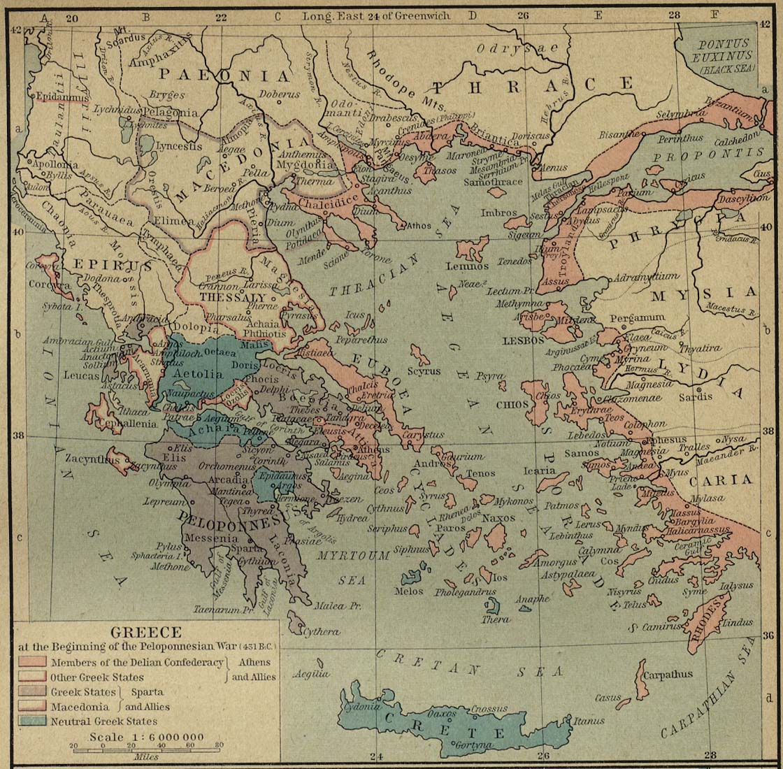 Map of Peloponnesian Warc. 431 BC