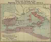 Map of Rome and Carthage c. 218 BC
